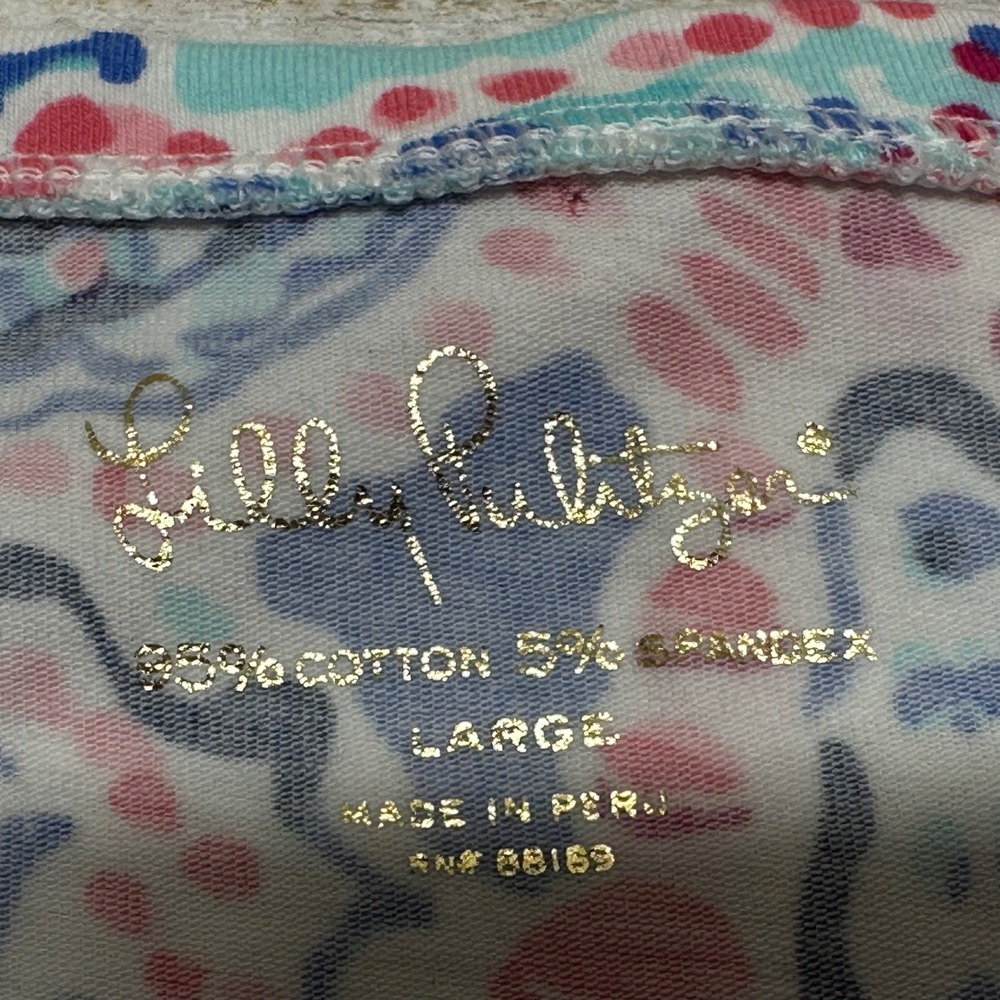 Lilly Pulitzer Karrie top  shell me about top.  Size large.  Blue pink vacation - Picture 4 of 7